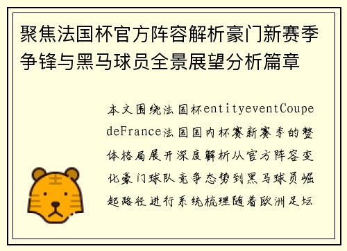聚焦法国杯官方阵容解析豪门新赛季争锋与黑马球员全景展望分析篇章